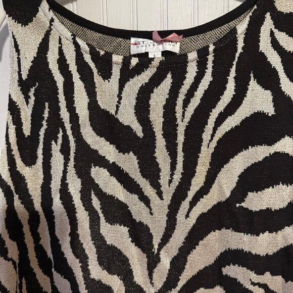 St. John Collection zebra print sweater tank Large Y2K Vintage - Picture 2 of 3